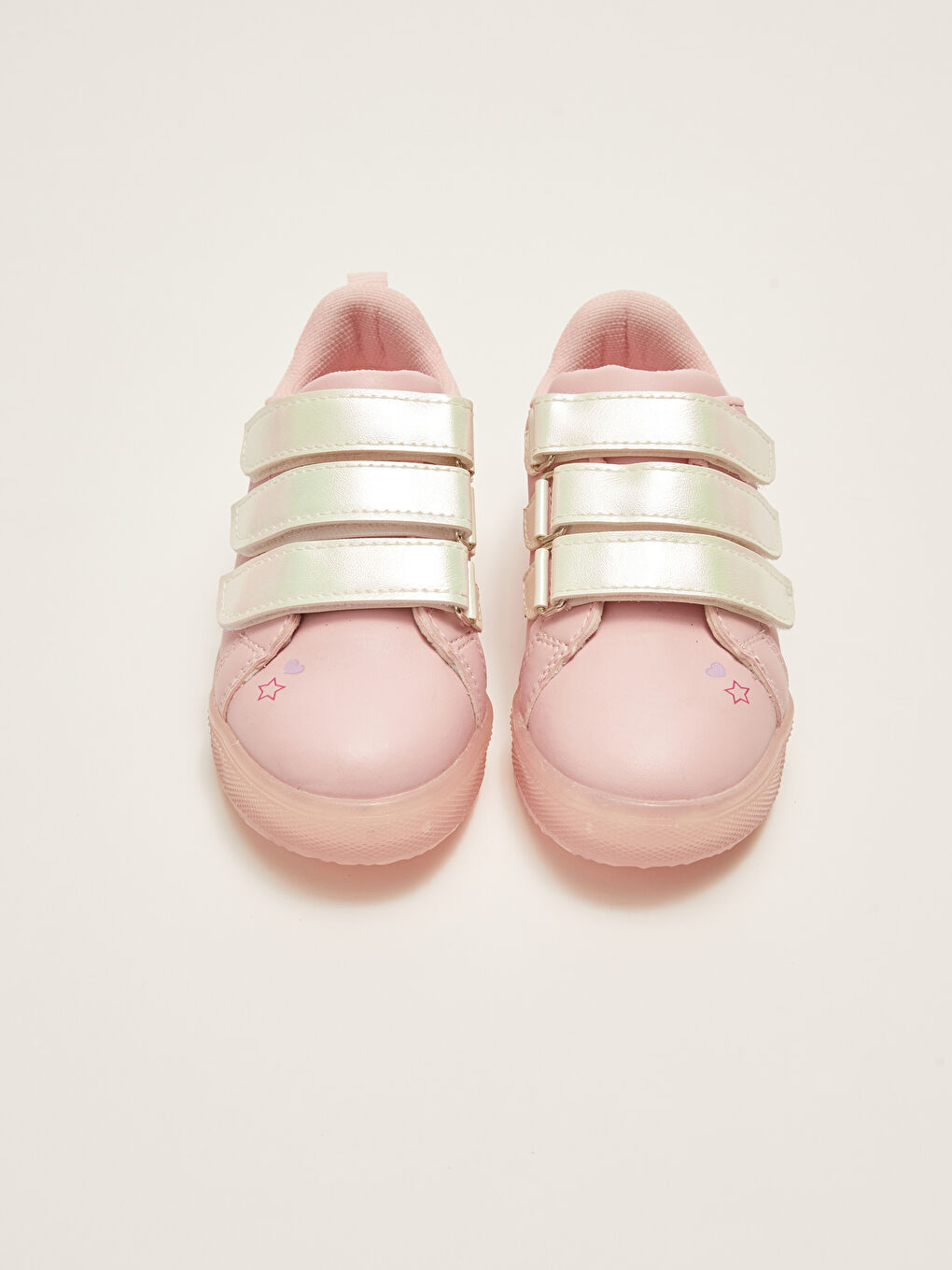 Pembe Işıklı Cırt Cırtlı Baskılı Kız Çocuk Spor Ayakkabı-5