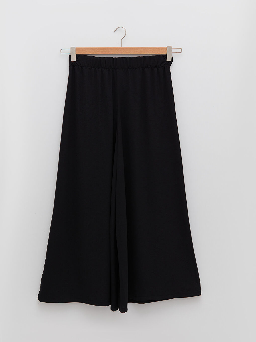 Siyah Kadın Beli Lastikli Düz Pantolon Etek-6