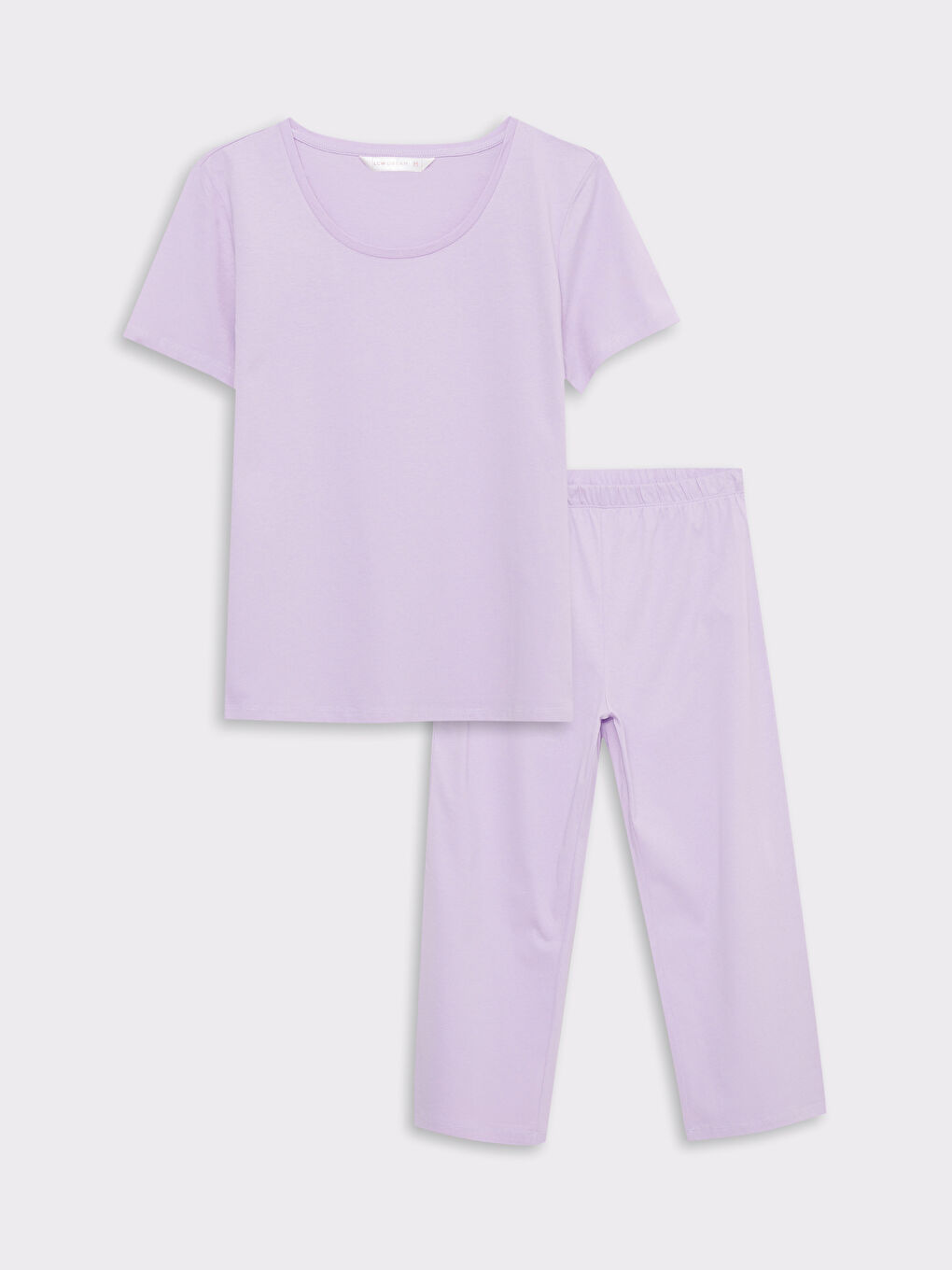 Crew Neck Straight Short Sleeve Cotton Women's Pajamas Set-5