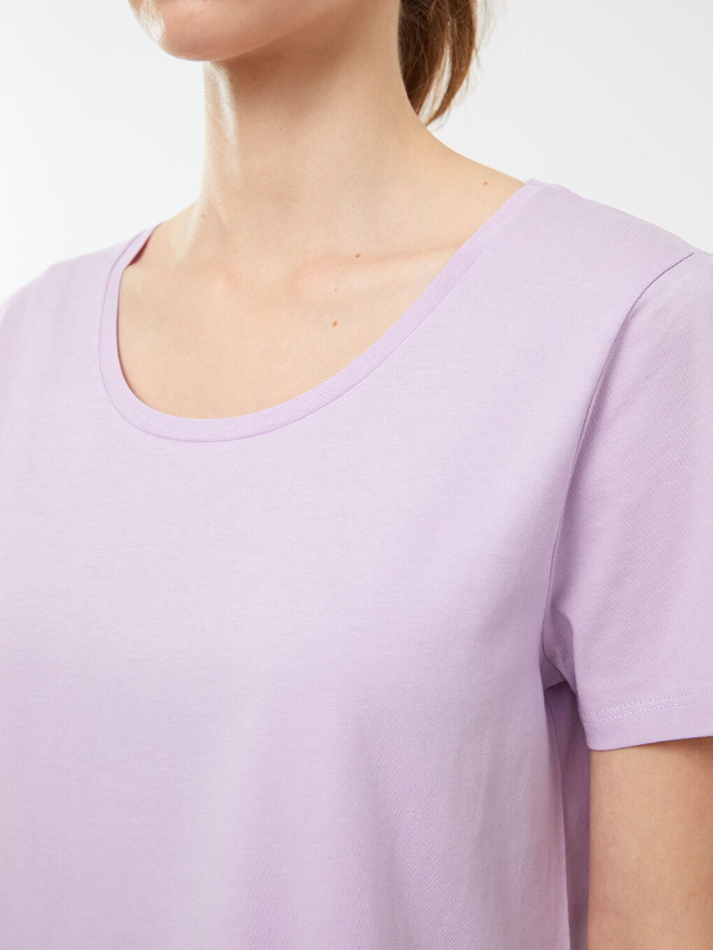 Crew Neck Straight Short Sleeve Cotton Women's Pajamas Set-3