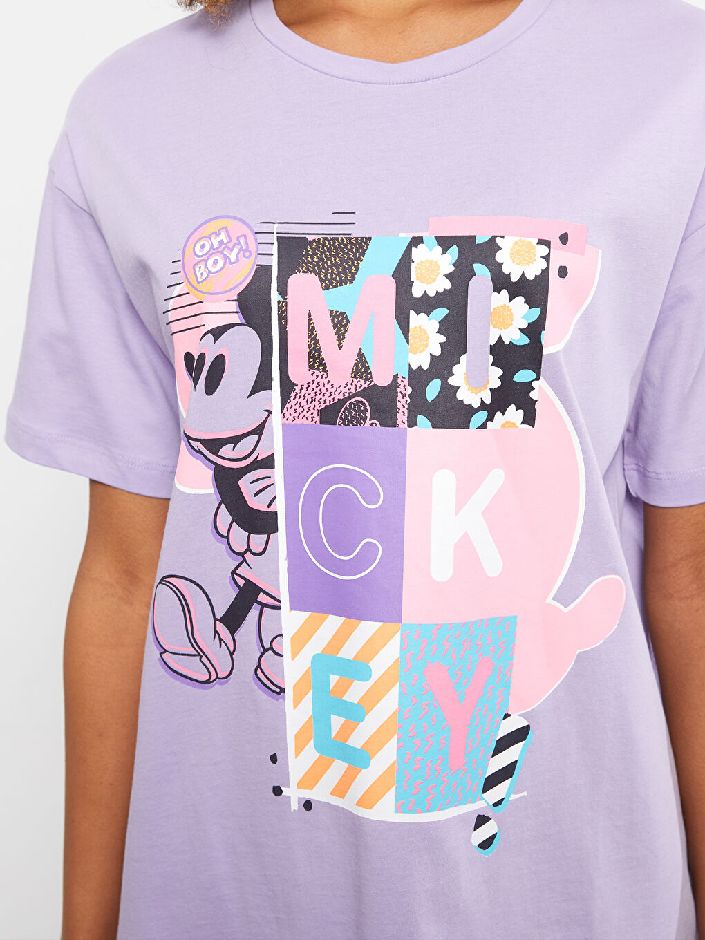 Crew Neck Mickey Mouse Printed Short Sleeve Cotton Women's T-Shirt Mother Girl Combine -S2ER82Z8-FKW