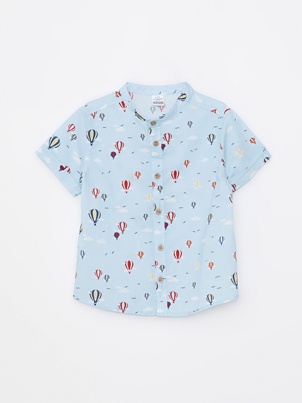 Grandad Collar Short Sleeve Printed Baby Boy Shirt
