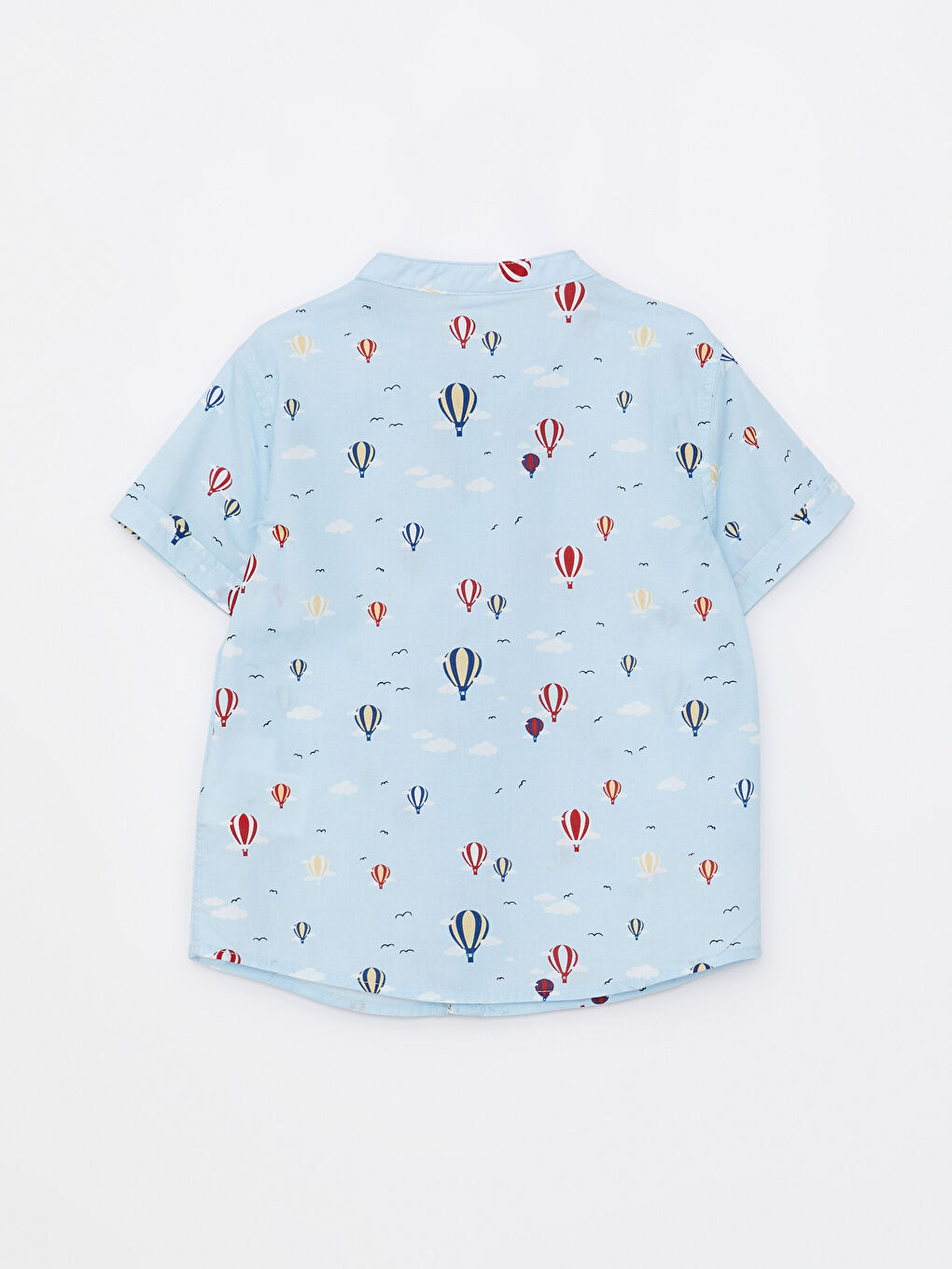 Grandad Collar Short Sleeve Printed Baby Boy Shirt-1