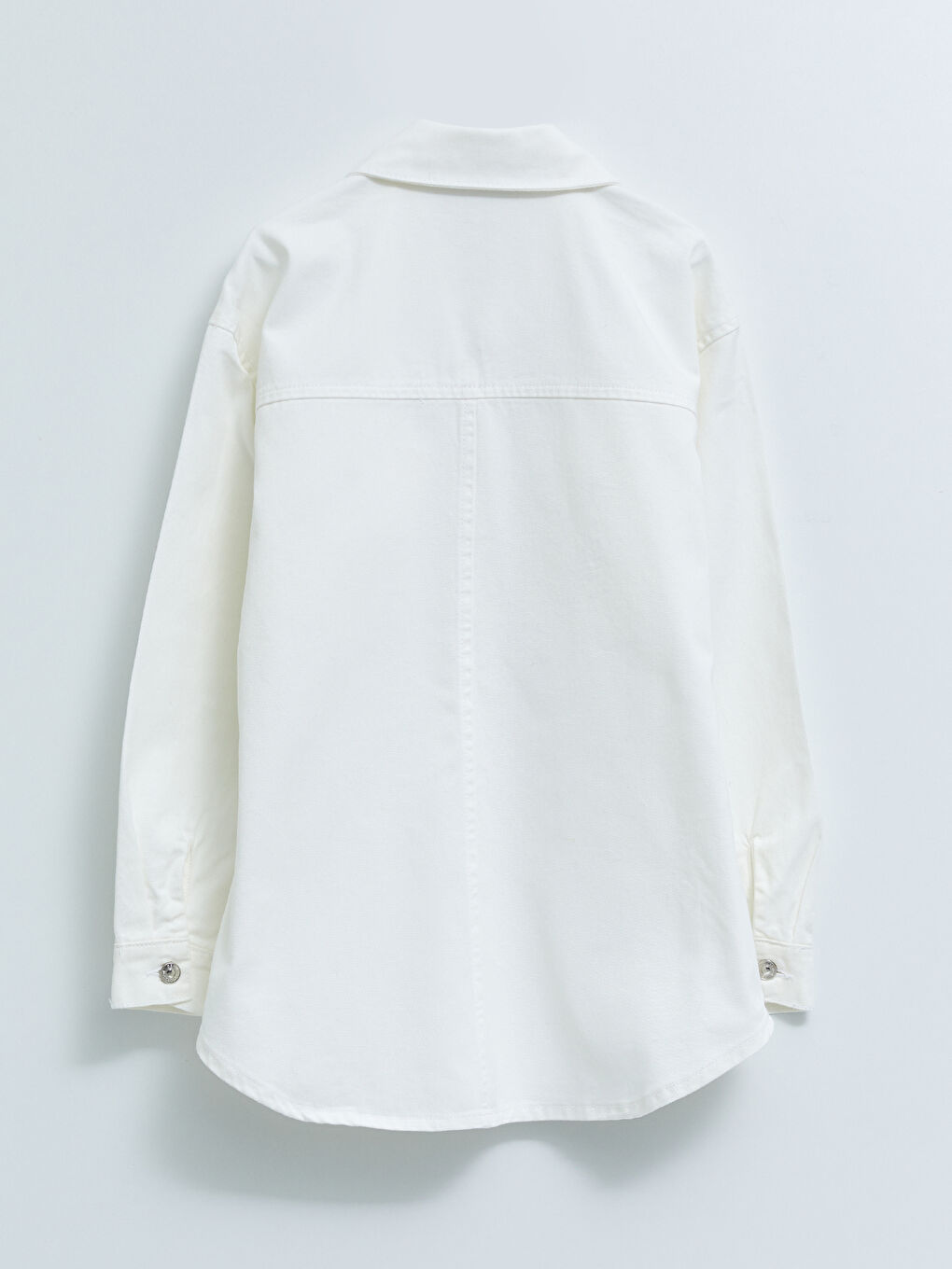 Beyaz Gömlek Yaka Kadın Jean Ceket-6