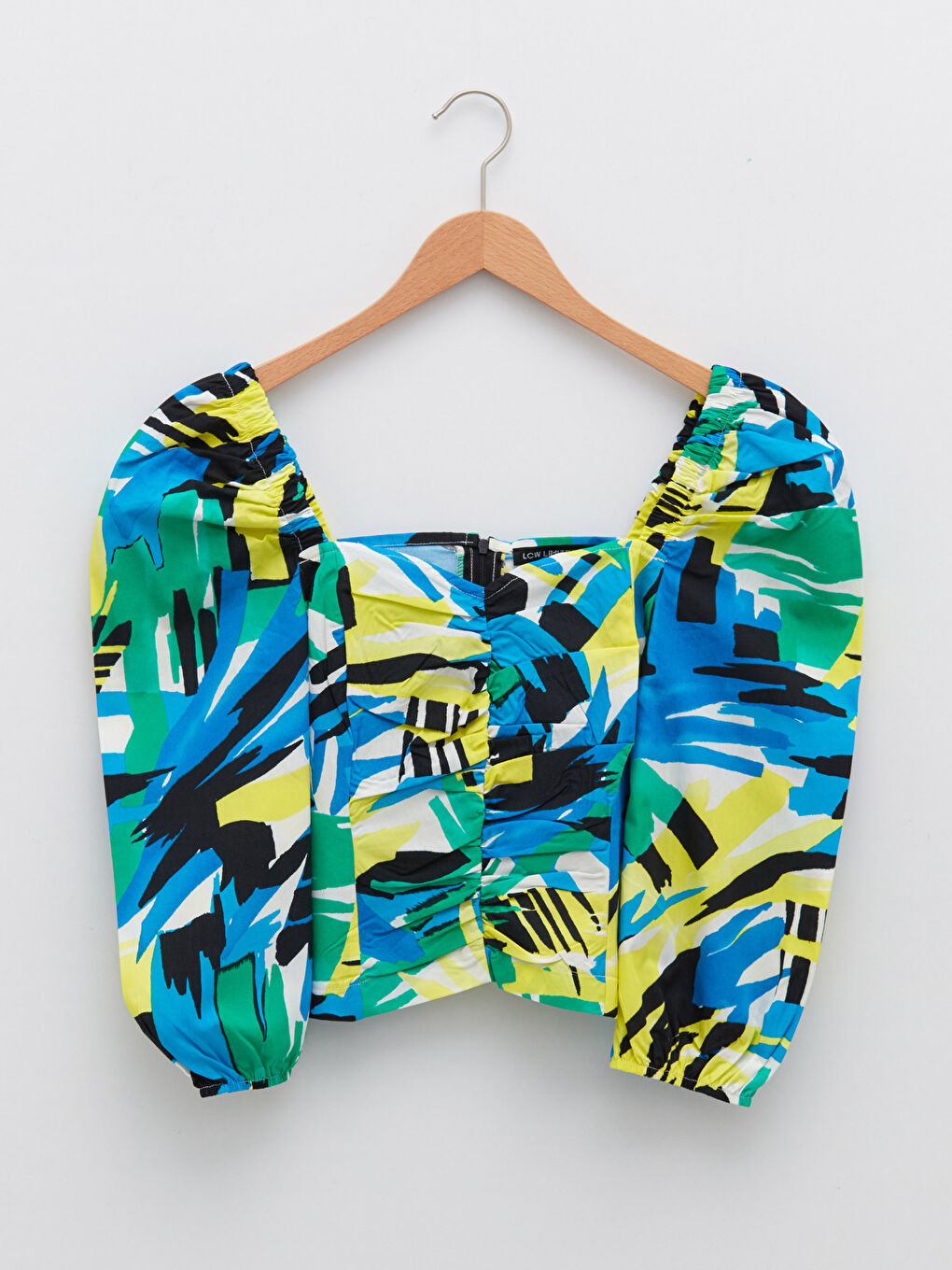 بلوزة قطن مطبوعة بياقة على شكل قلب للسيدات-10