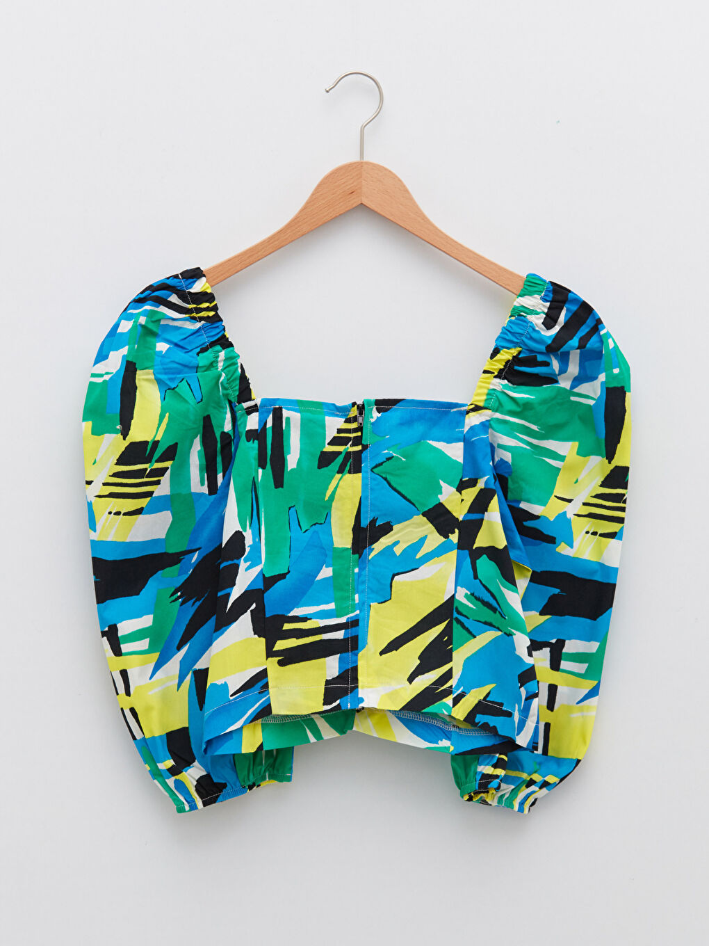 بلوزة قطن مطبوعة بياقة على شكل قلب للسيدات-11