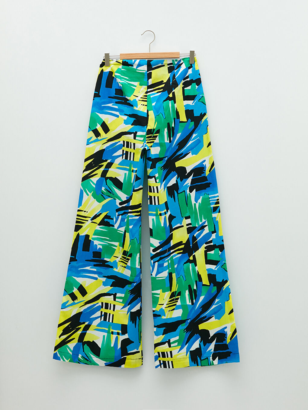 Standard Fit Patterned Pocket Detailed Cotton Women's Trousers-11