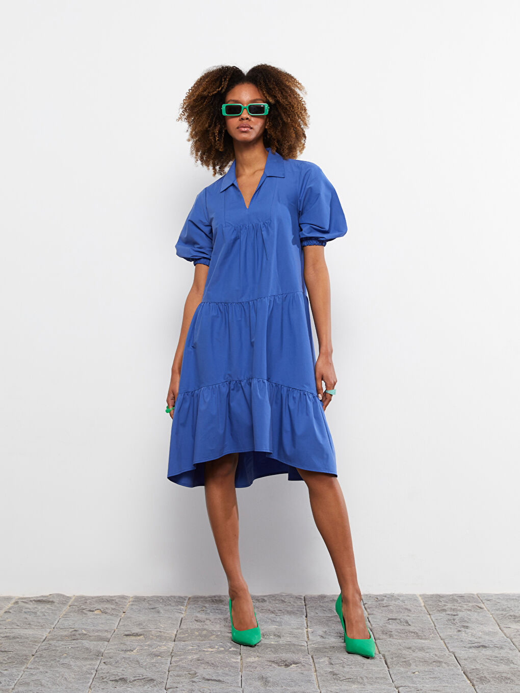 Shirt Collar Straight Short Sleeve Poplin Women Dress -S2ES94Z8-HSJ