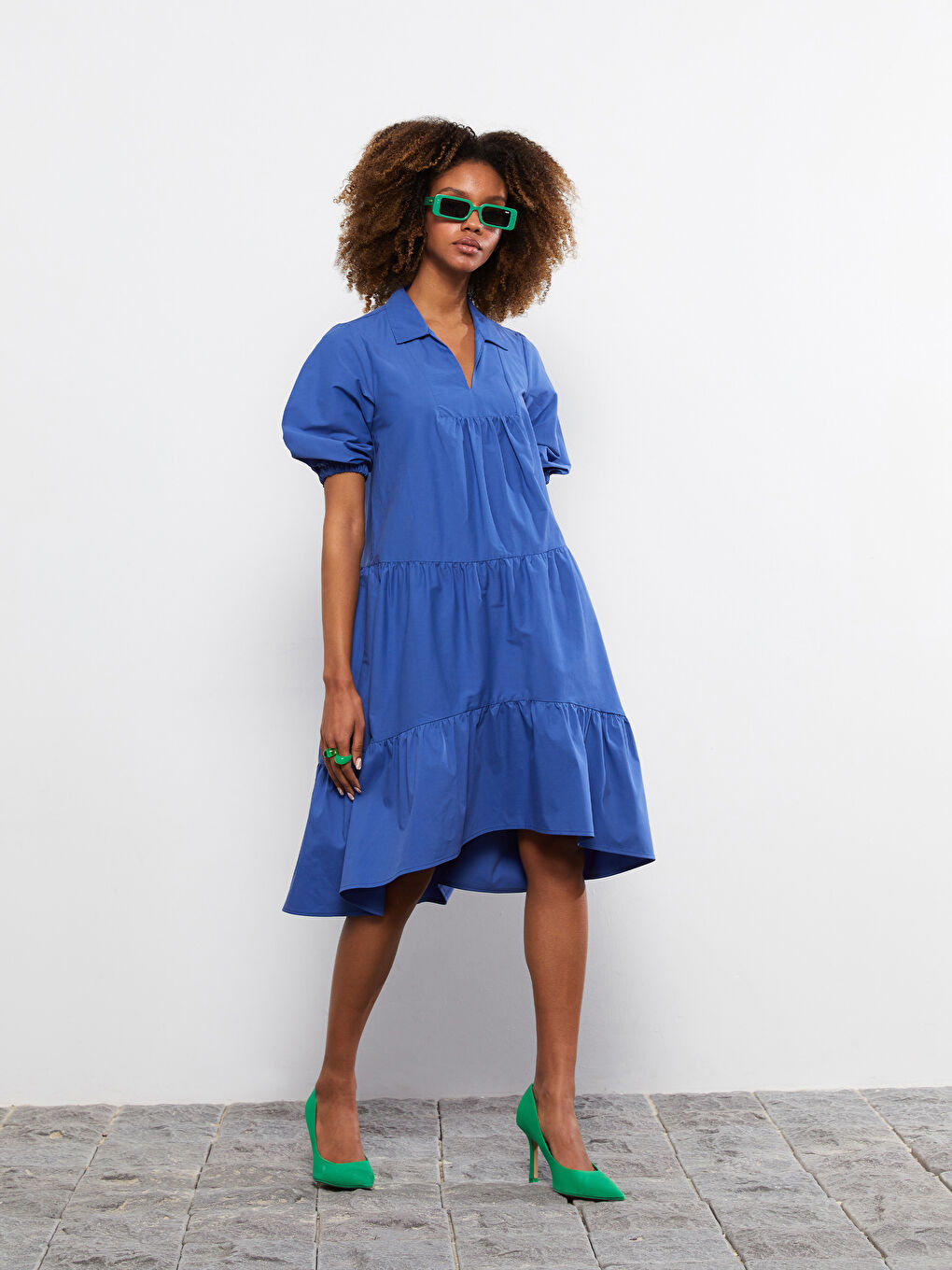 Shirt Collar Straight Short Sleeve Poplin Women Dress -S2ES94Z8-HSJ
