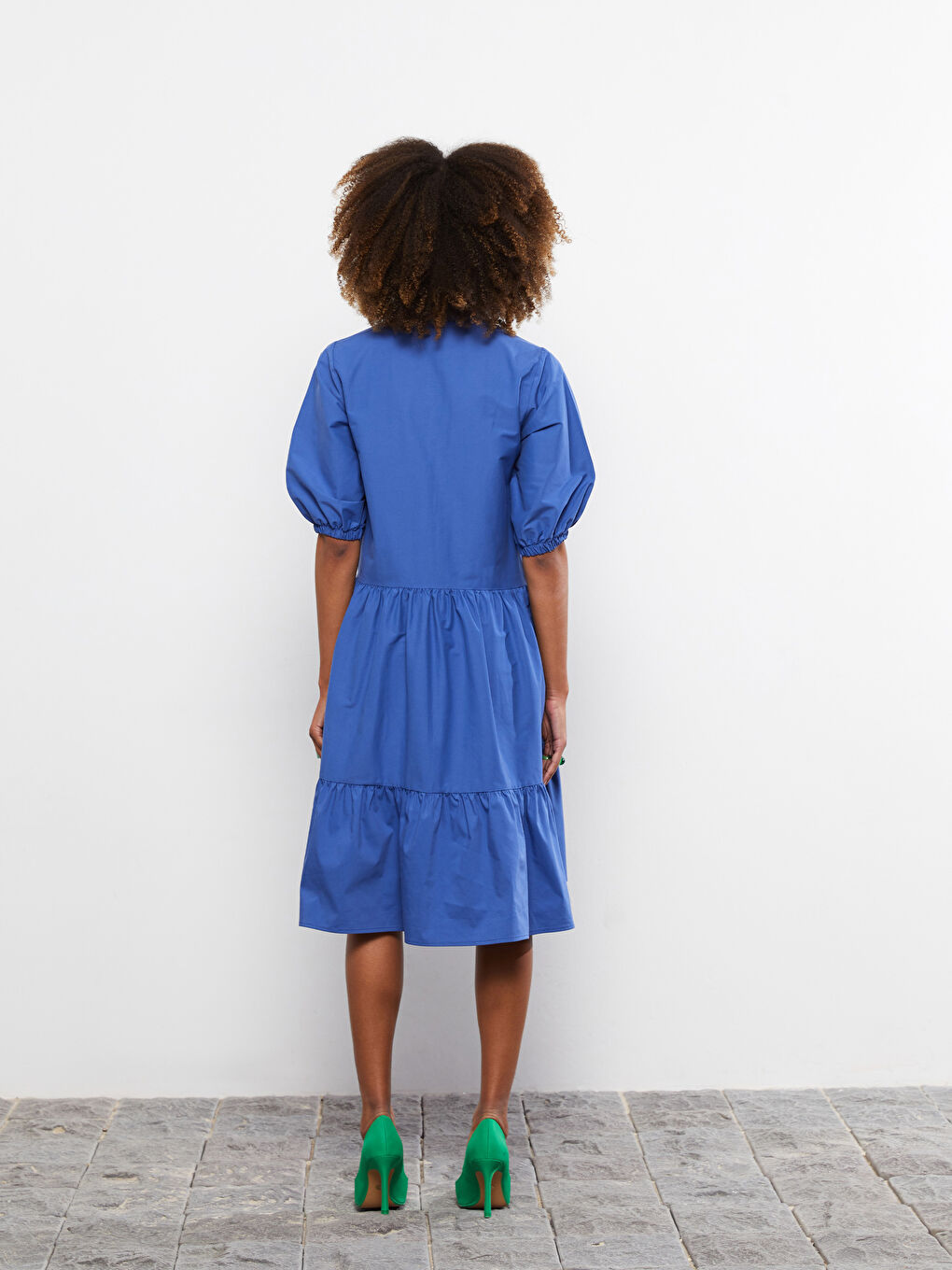 Shirt Collar Straight Short Sleeve Poplin Women Dress -S2ES94Z8-HSJ