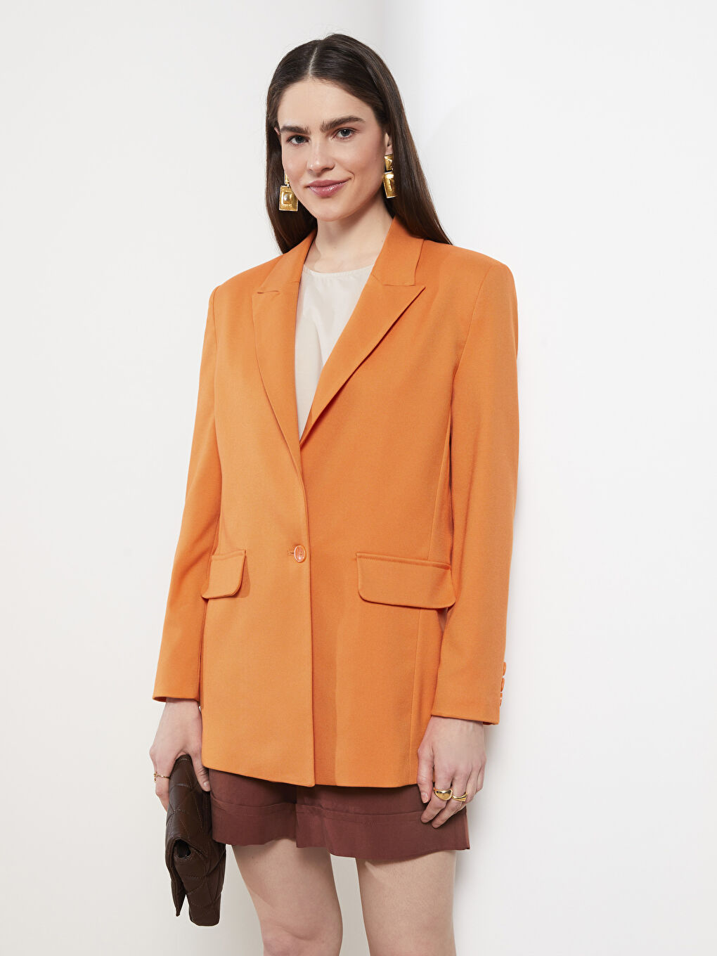 Veste Blazer à Boutons Manches Longues Régulier pour Femmes-2