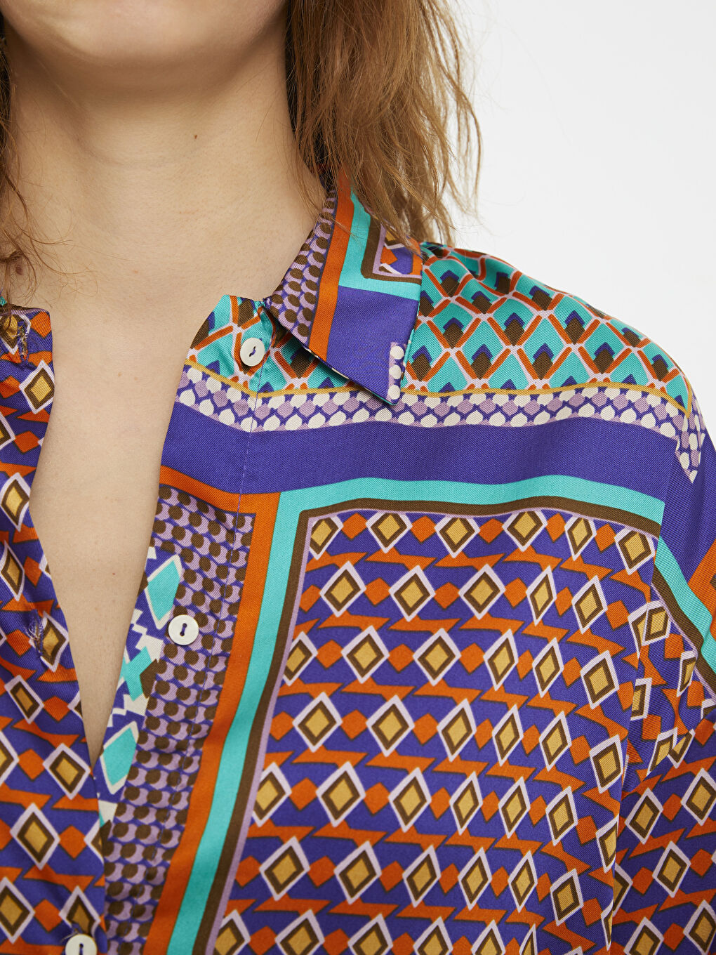 Patterned Long Sleeve Women's Shirt with Button Closure on the Front-3