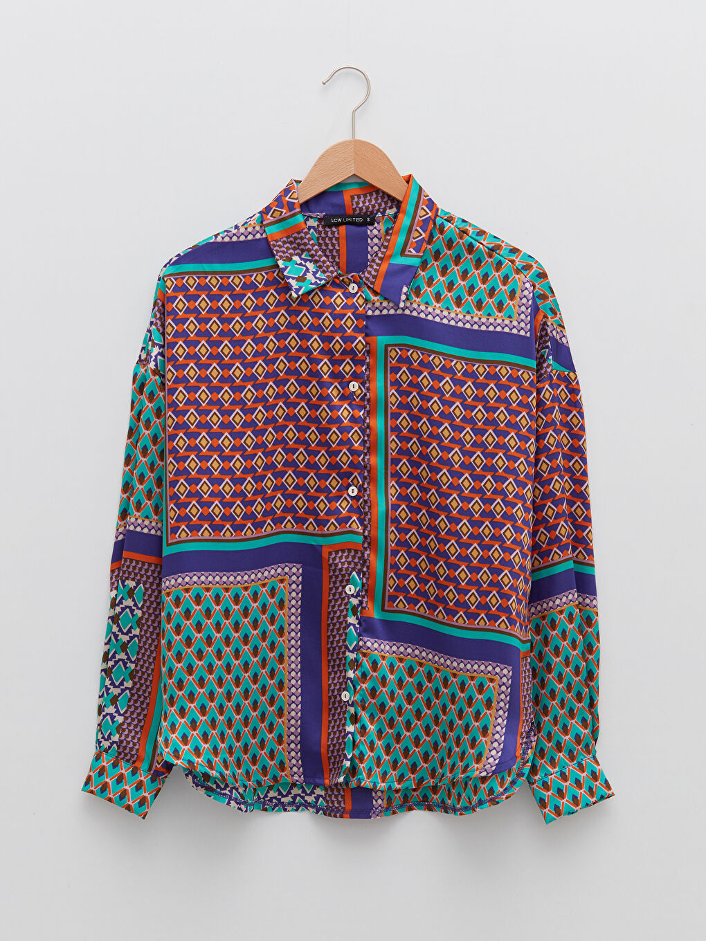 Patterned Long Sleeve Women's Shirt with Button Closure on the Front-5