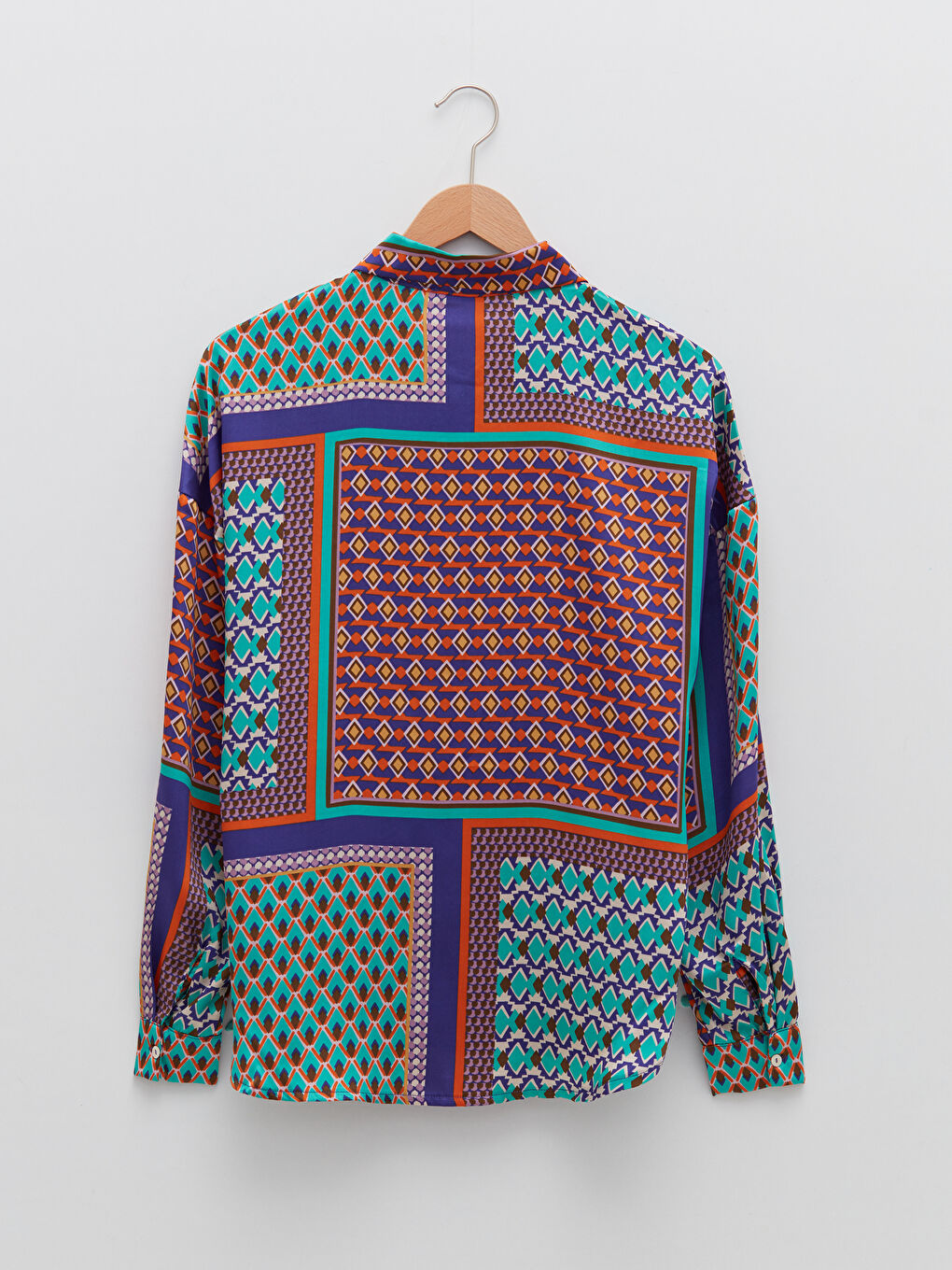 Patterned Long Sleeve Women's Shirt with Button Closure on the Front-6