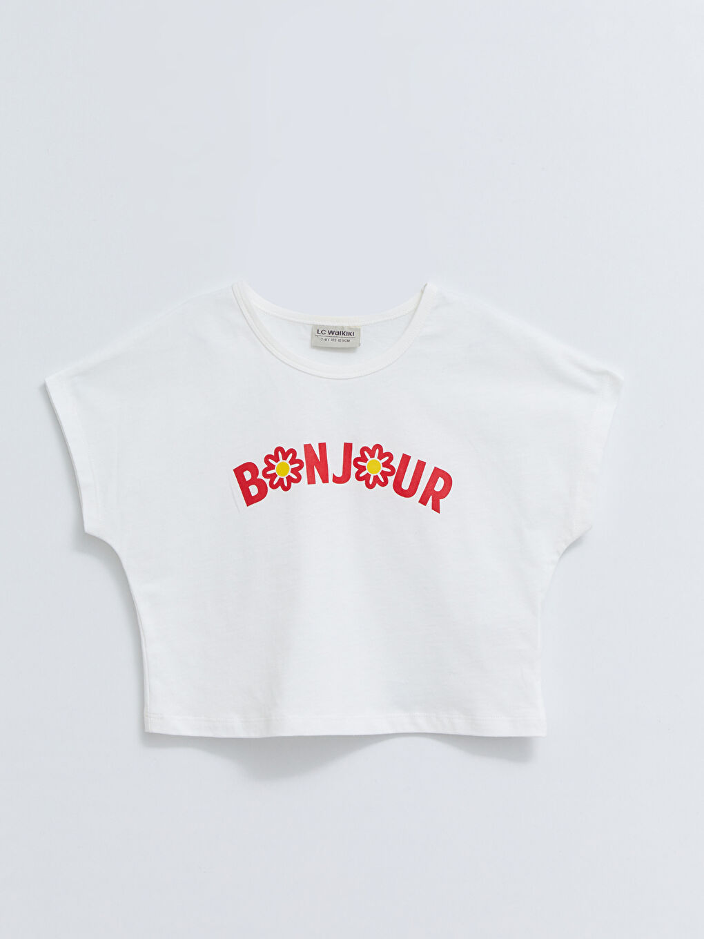 Crew Neck Printed Short Sleeve Cotton Girl T-shirt