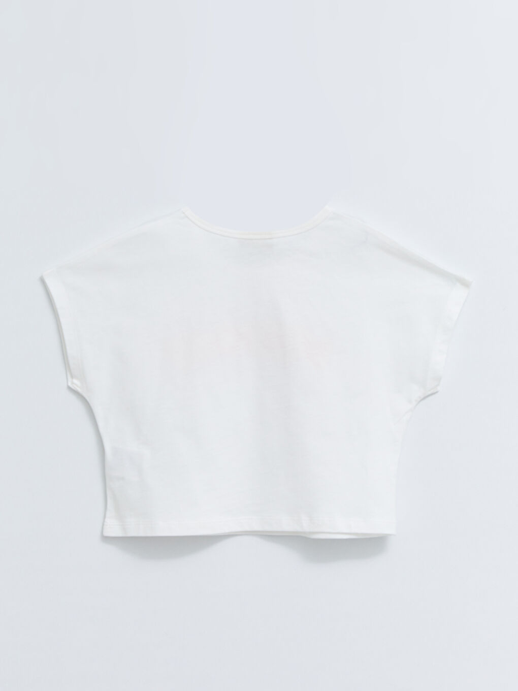 Crew Neck Printed Short Sleeve Cotton Girl T-shirt-1