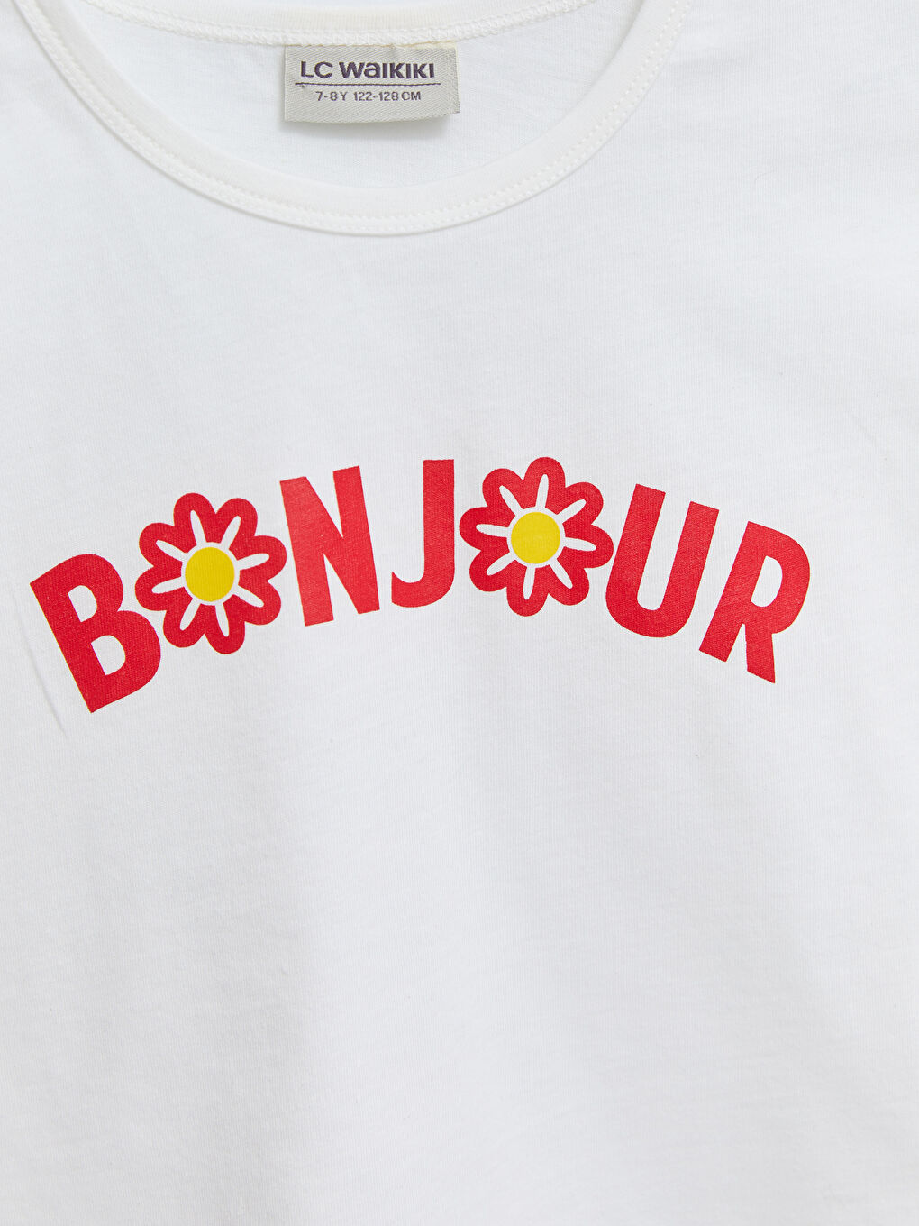 Crew Neck Printed Short Sleeve Cotton Girl T-shirt-2