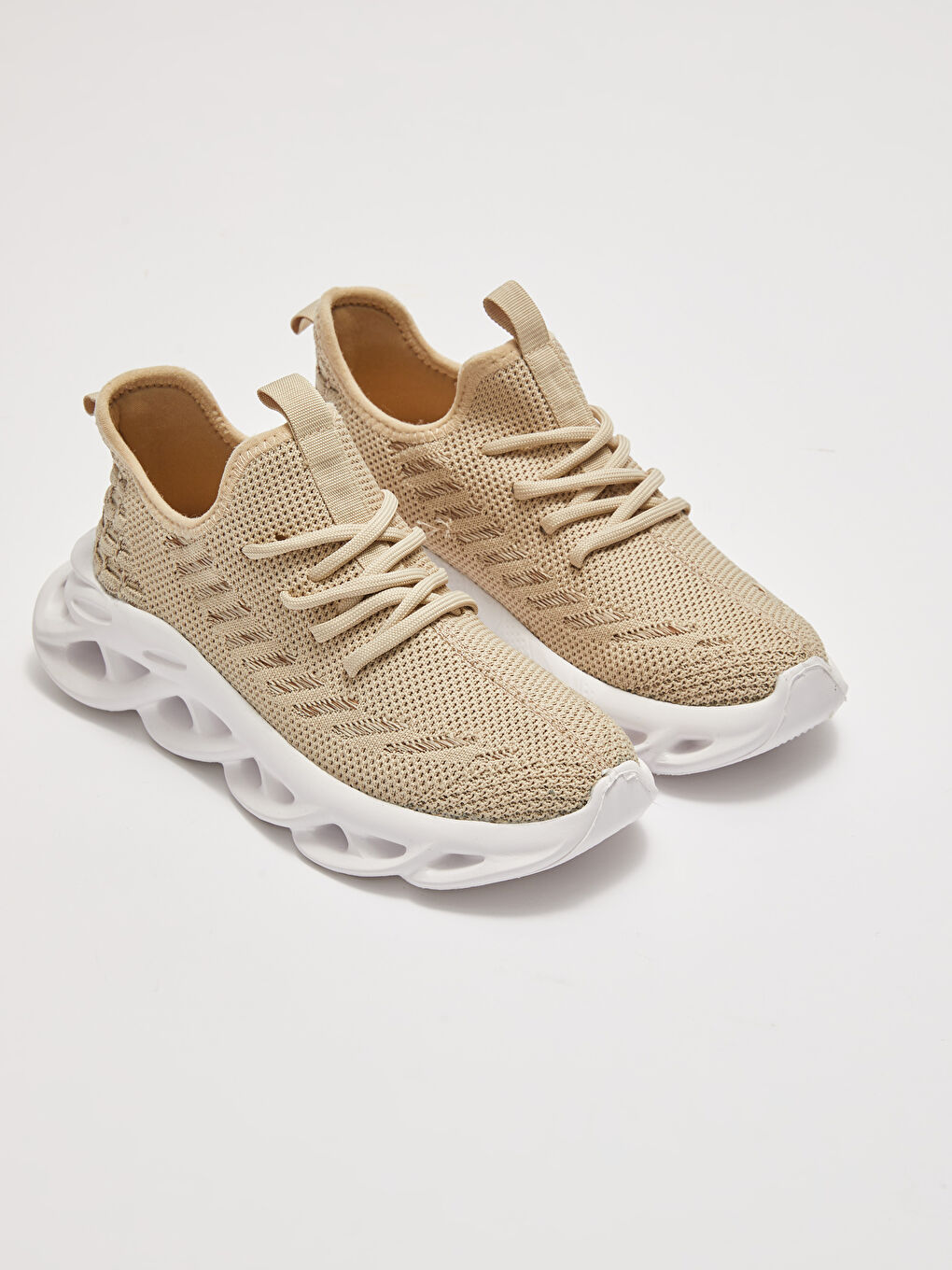 Self Patterned Lace-Up Thick Sole Women's Active Sports Shoes