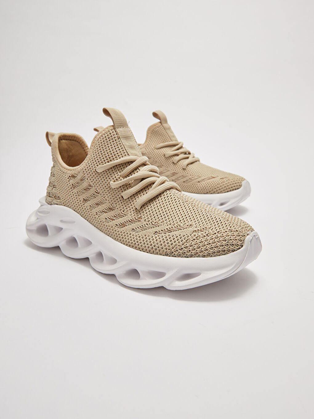 Self Patterned Lace-Up Thick Sole Women's Active Sports Shoes-2