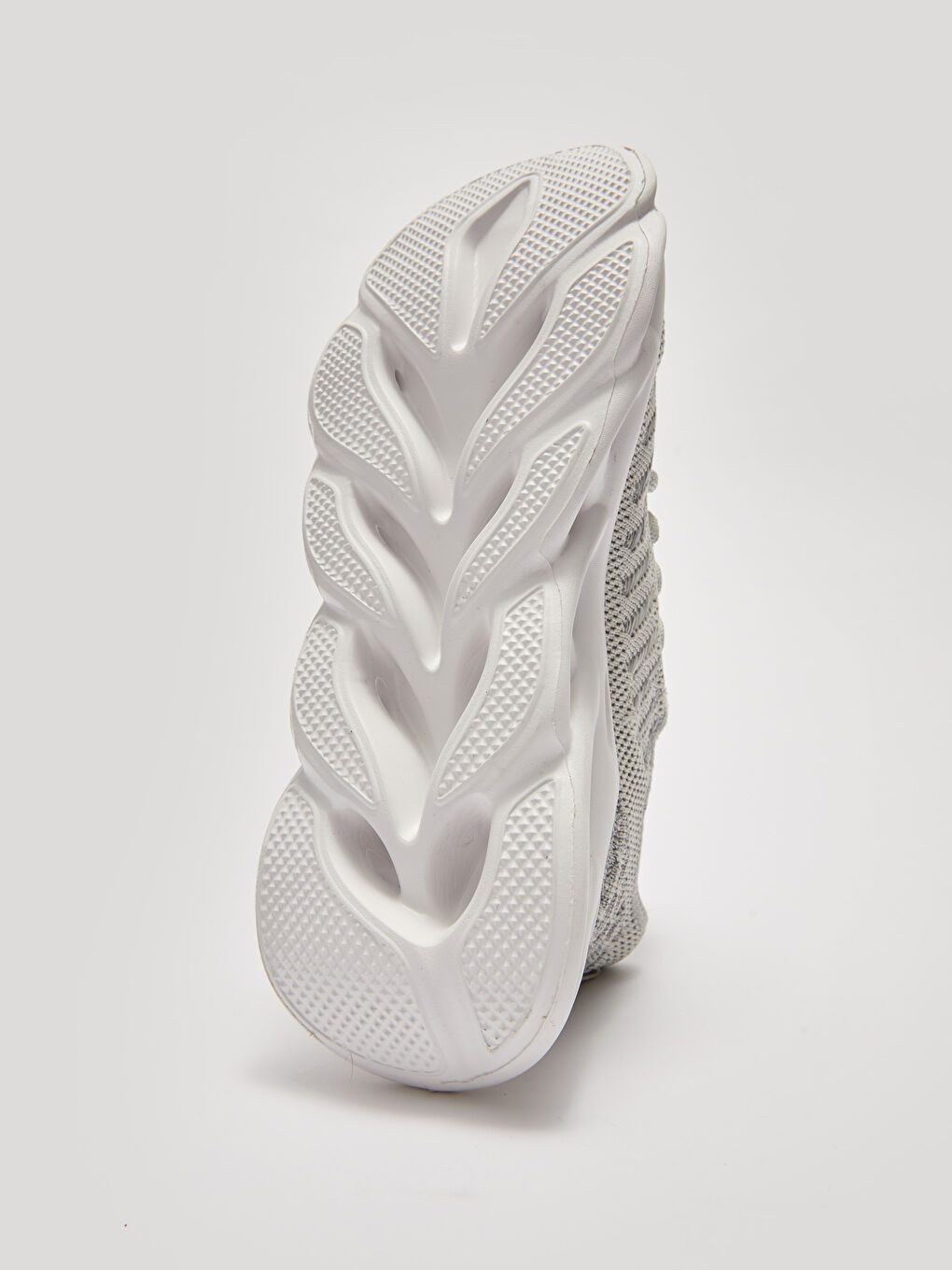 Gri Kendinden Desenli Bağcıklı Kalın Taban Kadın Aktif Spor Ayakkabı-2