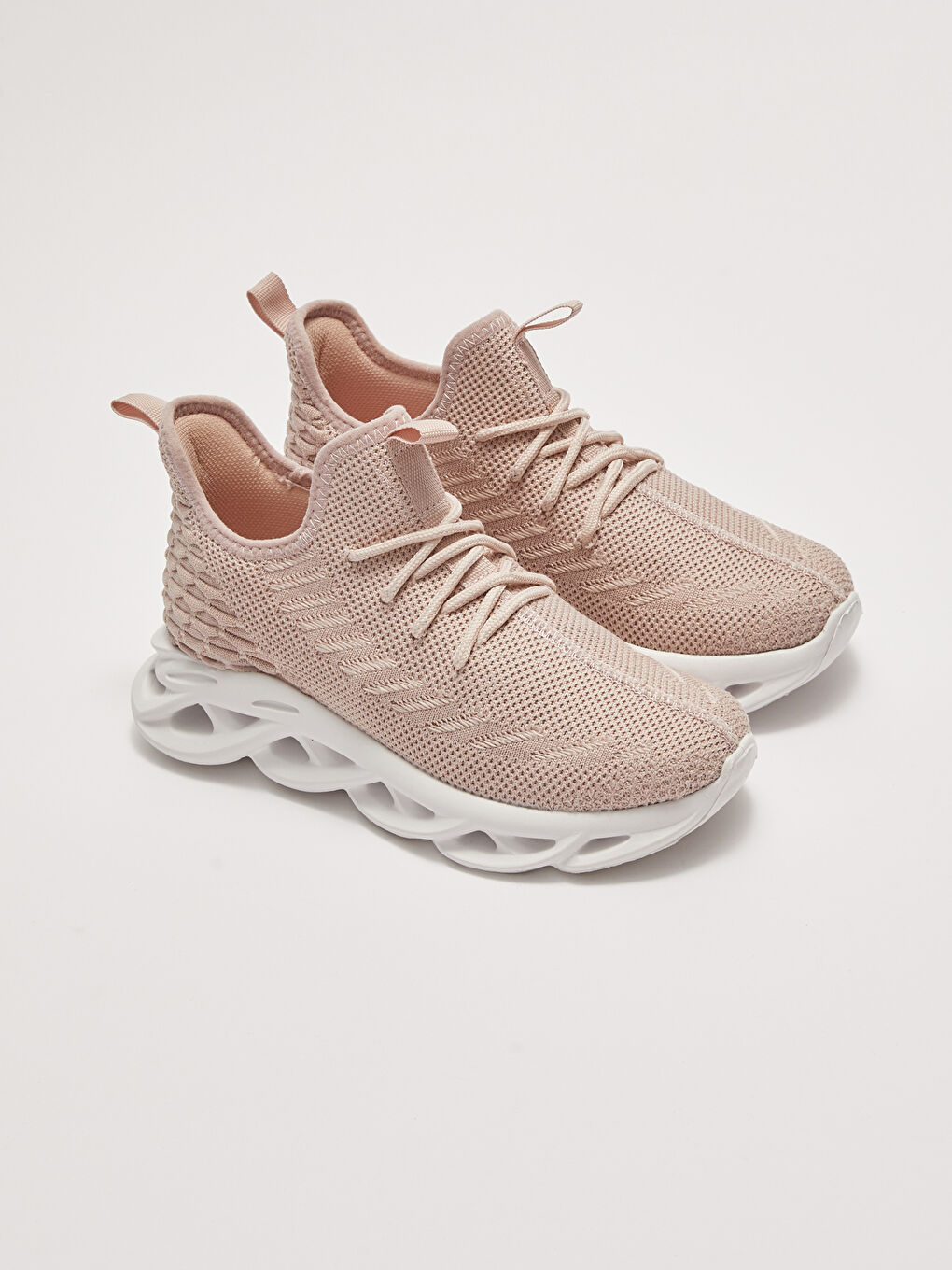 Self Patterned Lace-Up Thick Sole Women's Active Sports Shoes