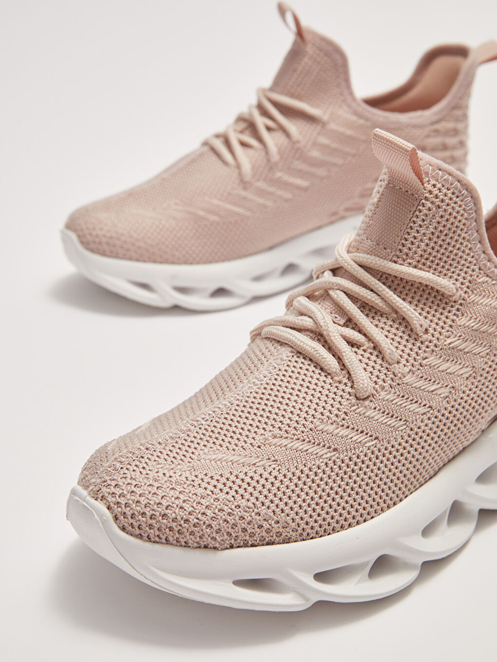 Self Patterned Lace-Up Thick Sole Women's Active Sports Shoes-2