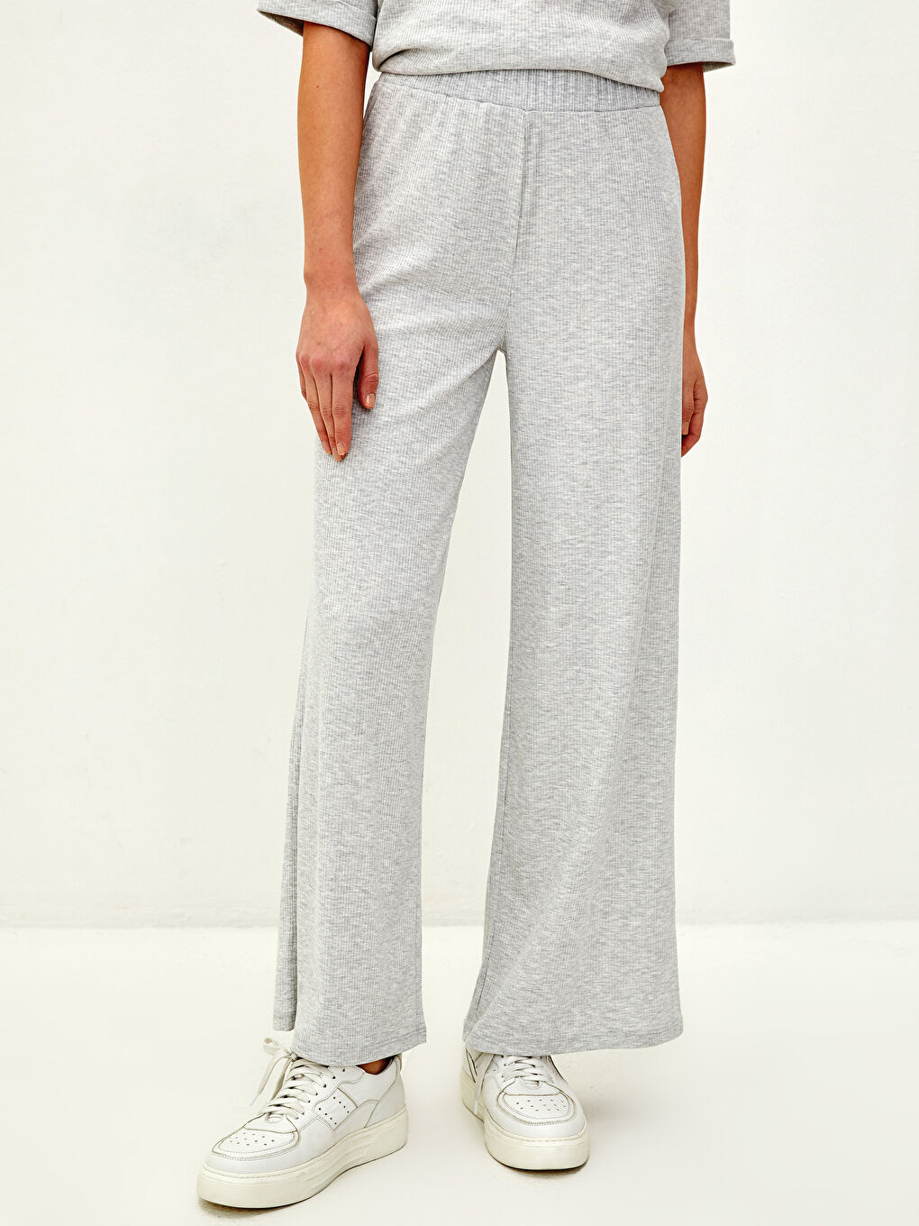 Pantalon de survêtement uni à taille élastiquée pour Femmes-3