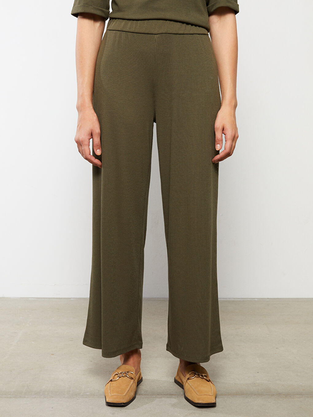 بنطلون رياضي سادة بخصر مرن للسيدات-2