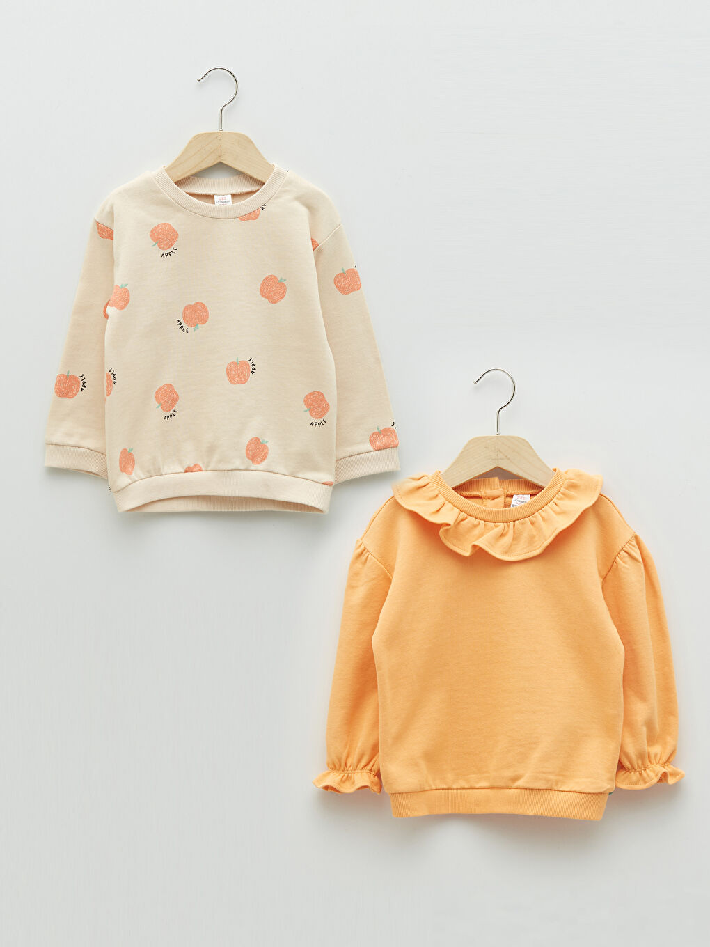 Crew Neck Long Sleeve Cotton Baby Girl Sweatshirt 2-Pack