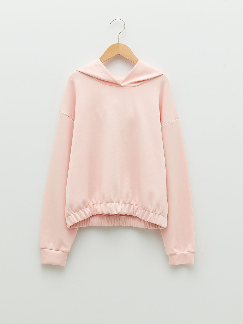 Hooded Basic Long Sleeve Girls' Sweatshirt and Shorts-1