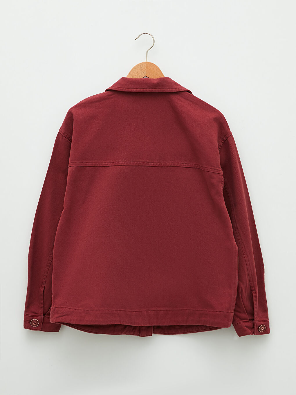 Front Button Closure Straight Long Sleeve Women's Jean Shirt Jacket-6