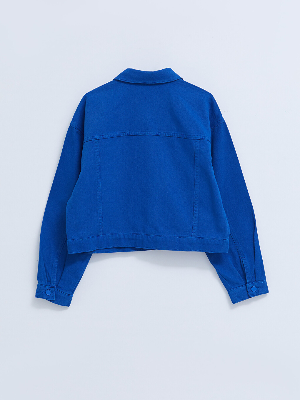 Front Button Closure Straight Long Sleeve Women's Jean Shirt Jacket-6