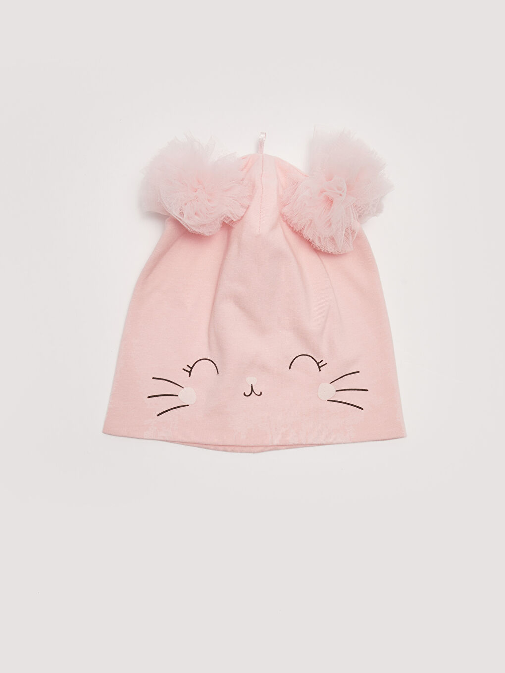 Pembe Baskılı Kız Bebek Bere