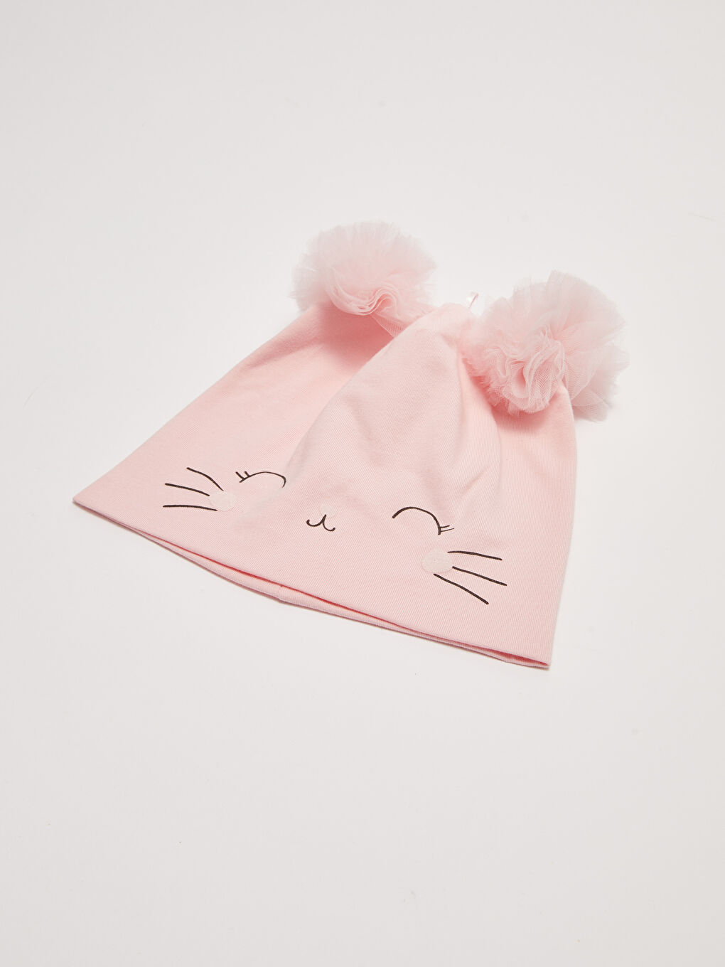 Pembe Baskılı Kız Bebek Bere-1