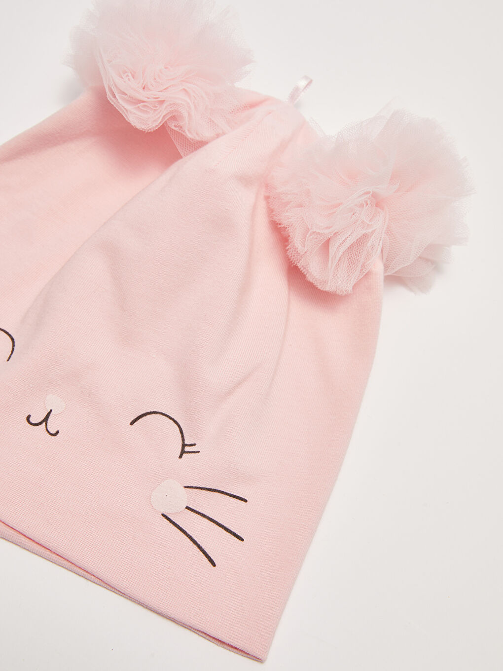 Pembe Baskılı Kız Bebek Bere-2