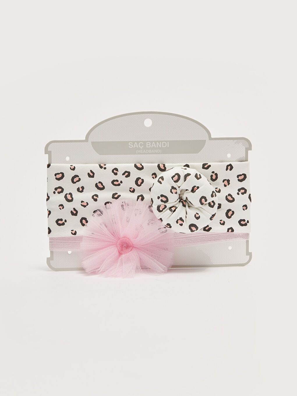 Ekru Desenli Saç Bandı Kız Bebek Saç Bandı 2'li