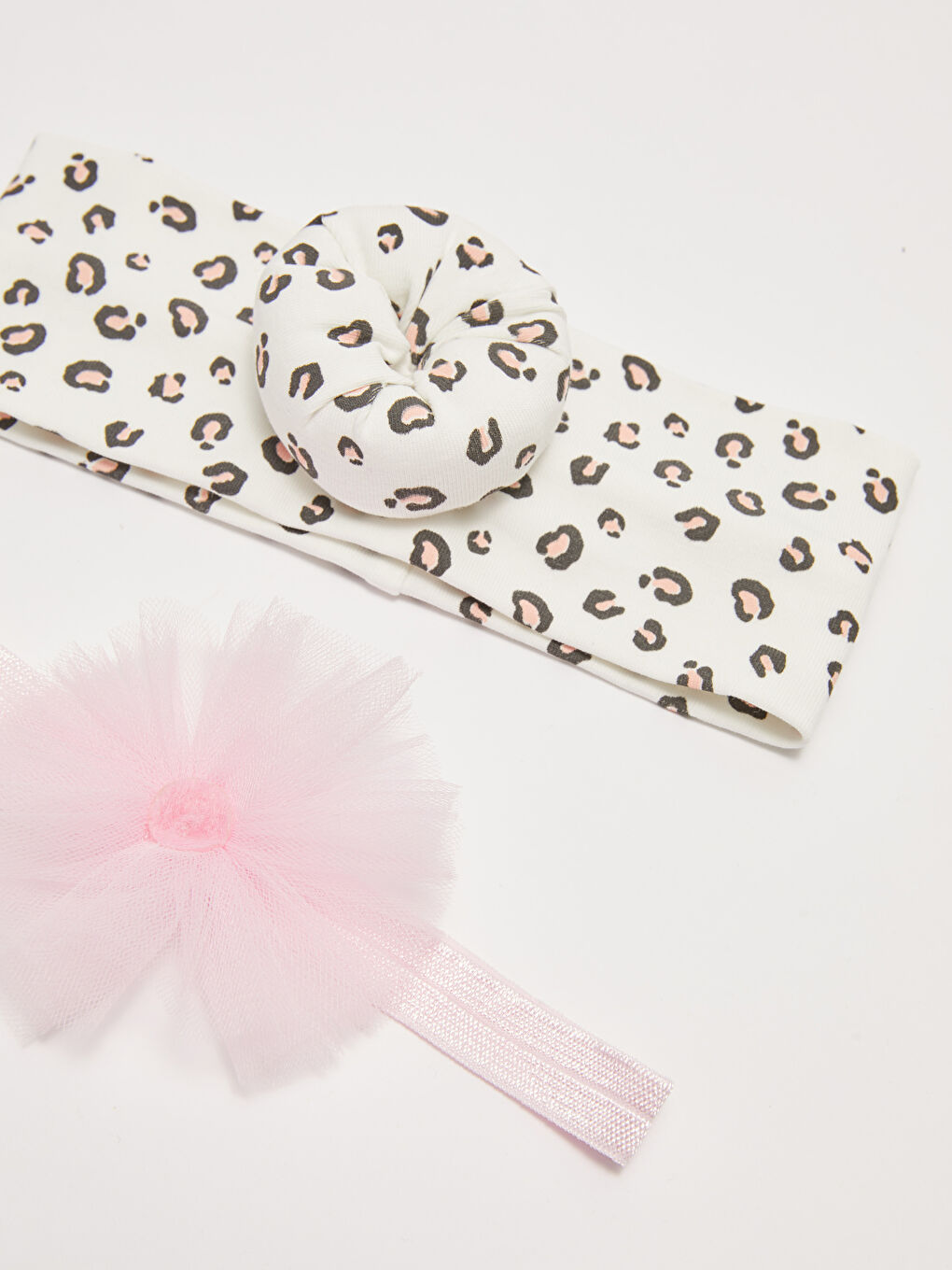 Ekru Desenli Saç Bandı Kız Bebek Saç Bandı 2'li-2