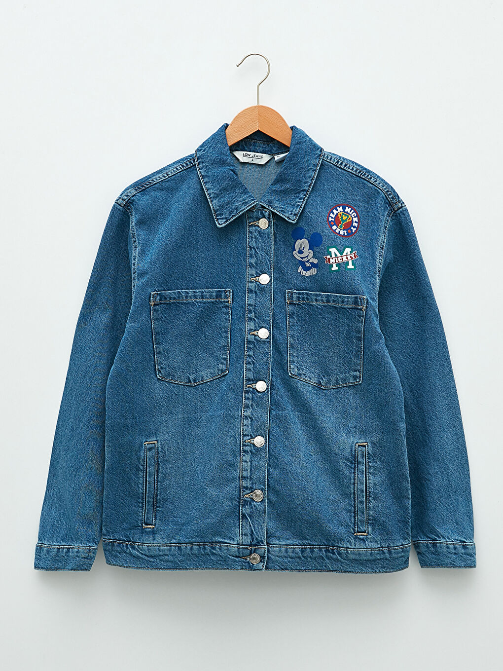 Geacă din denim Rodeo cu Guler de cămașă Mickey Mouse Imprimat Mânecă lungă pentru Femei-4