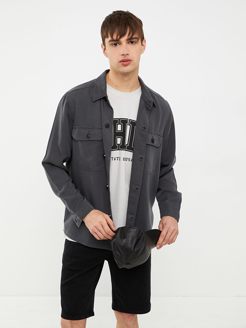 XSIDE Antrasit Regular Fit Uzun Kollu Erkek Jean Gömlek - 2