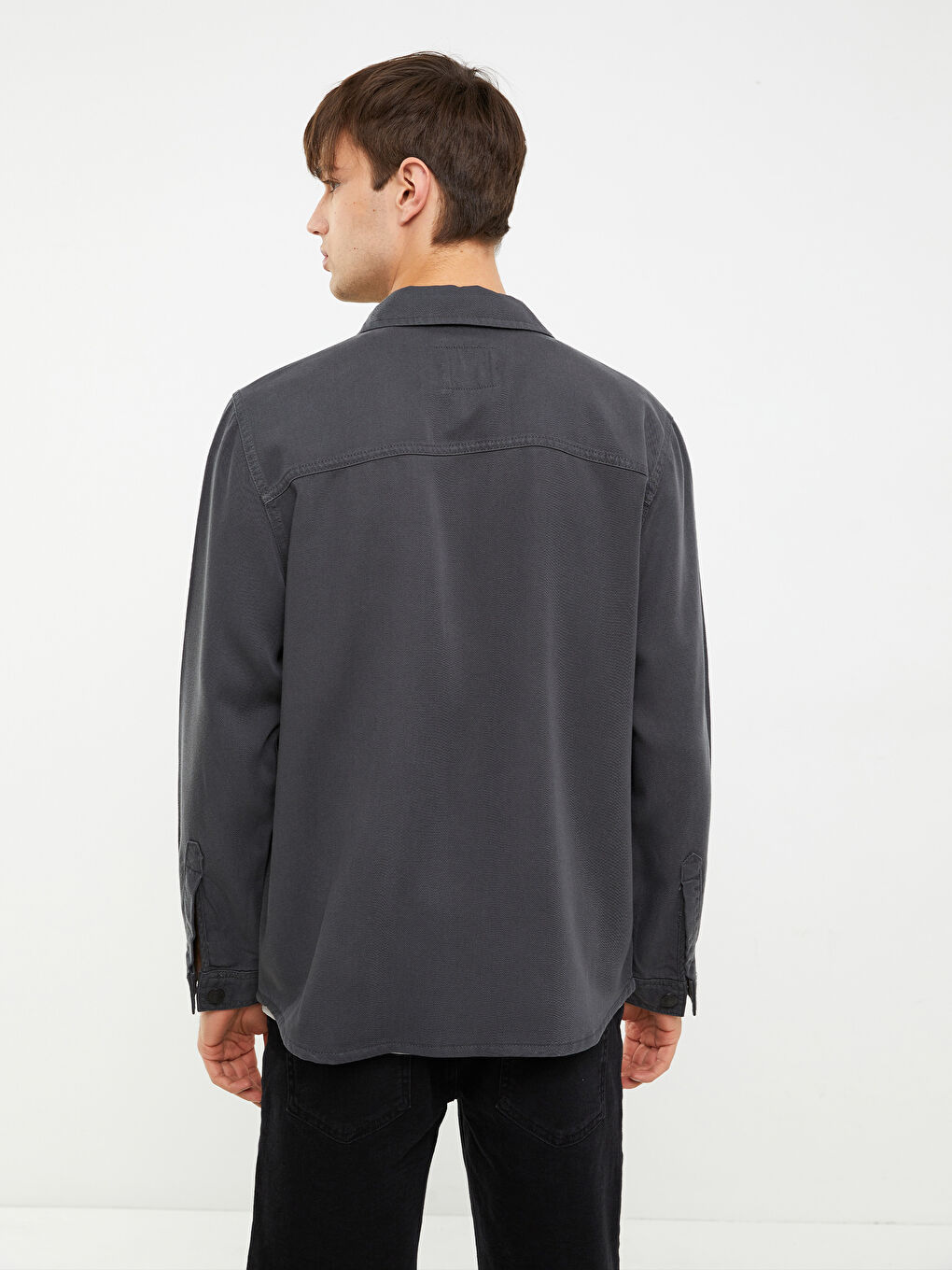 XSIDE Antrasit Regular Fit Uzun Kollu Erkek Jean Gömlek - 4