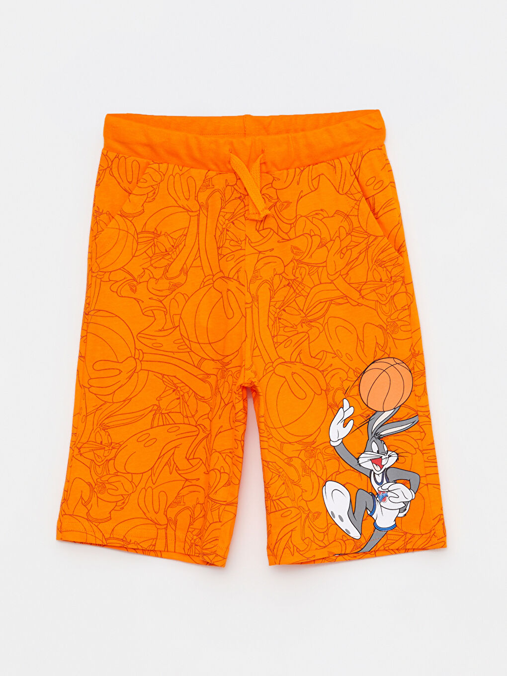 Turuncu Beli Lastikli Bugs Bunny Baskılı Erkek Çocuk Şort