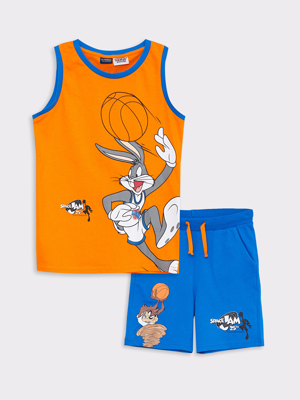 Turuncu Bisiklet Yaka Space Jam Baskılı Erkek Çocuk Atlet ve Şort