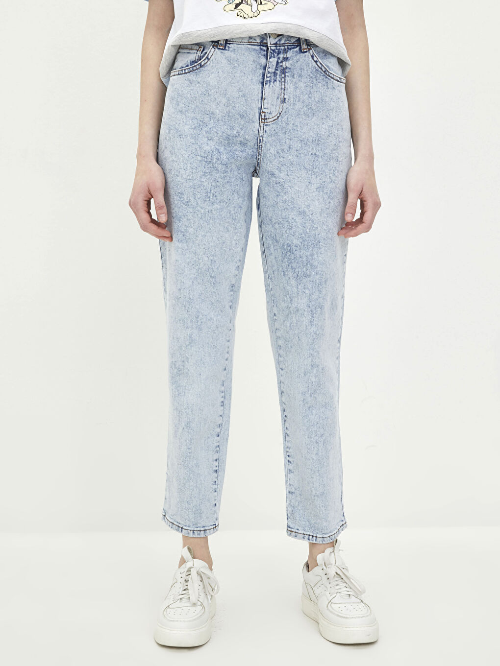 Blugi Rodeo Slim Mom Drepți cu Buzunare Detaliate pentru Femei-2