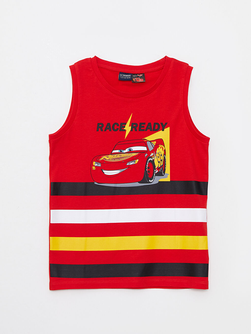 Kırmızı Bisiklet Yaka Arabalar Baskılı Pamuklu Erkek Çocuk Atlet