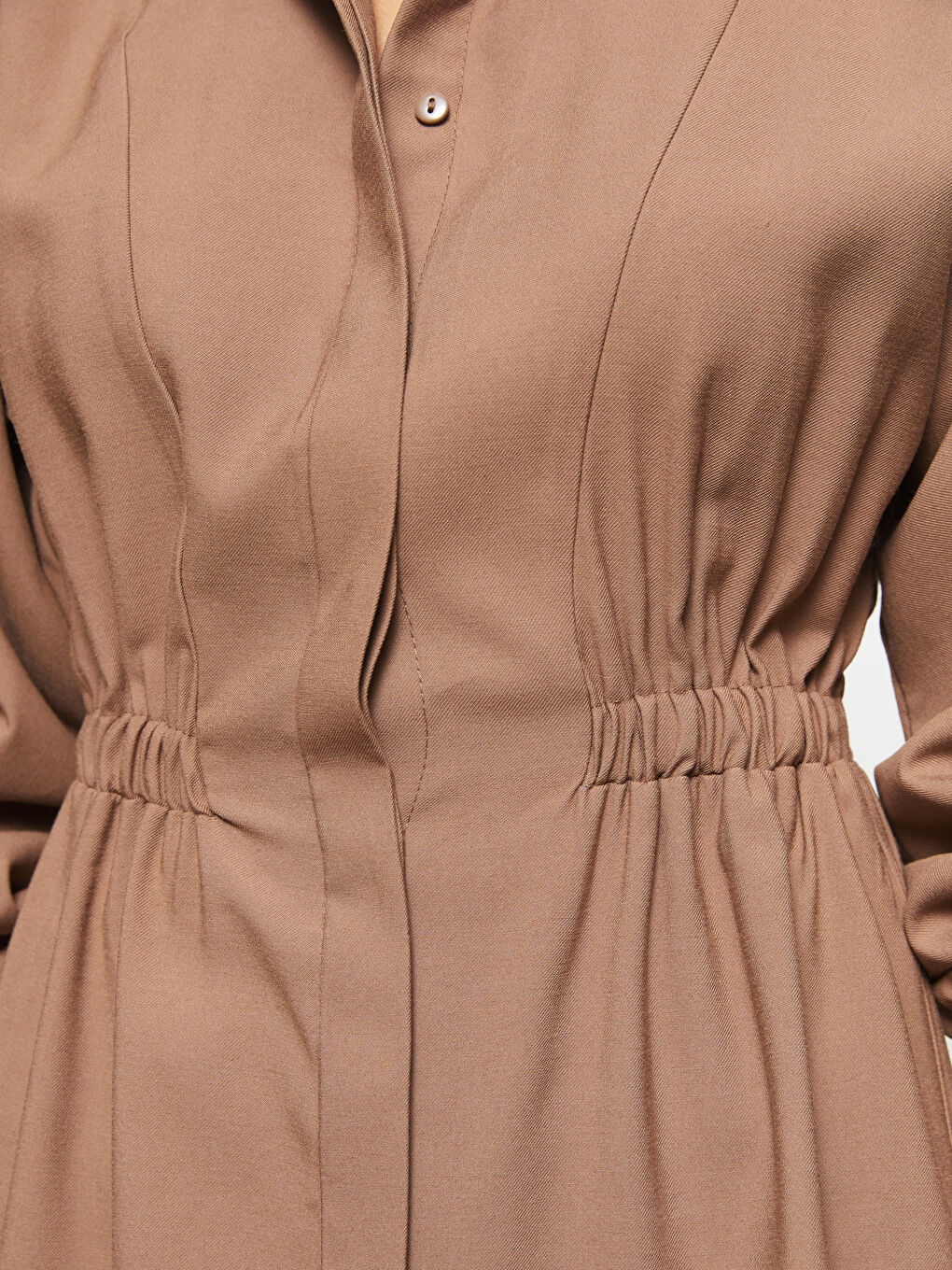 Plain Long Sleeve Women's Shirt Dress-3