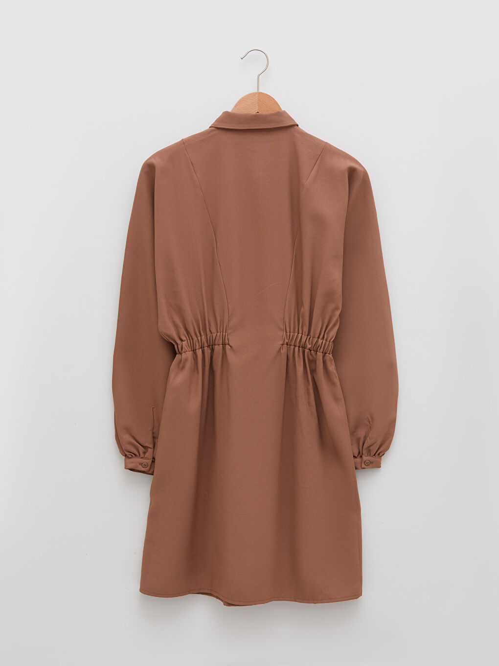 Plain Long Sleeve Women's Shirt Dress-6