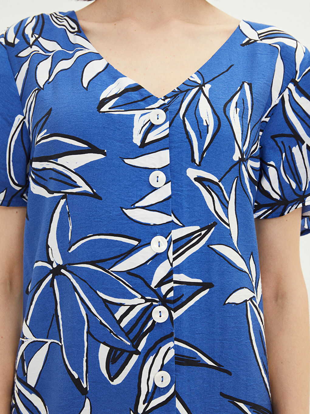 V-Neck Floral Short Sleeve Women's Dress -S2EV52Z8-LSJ