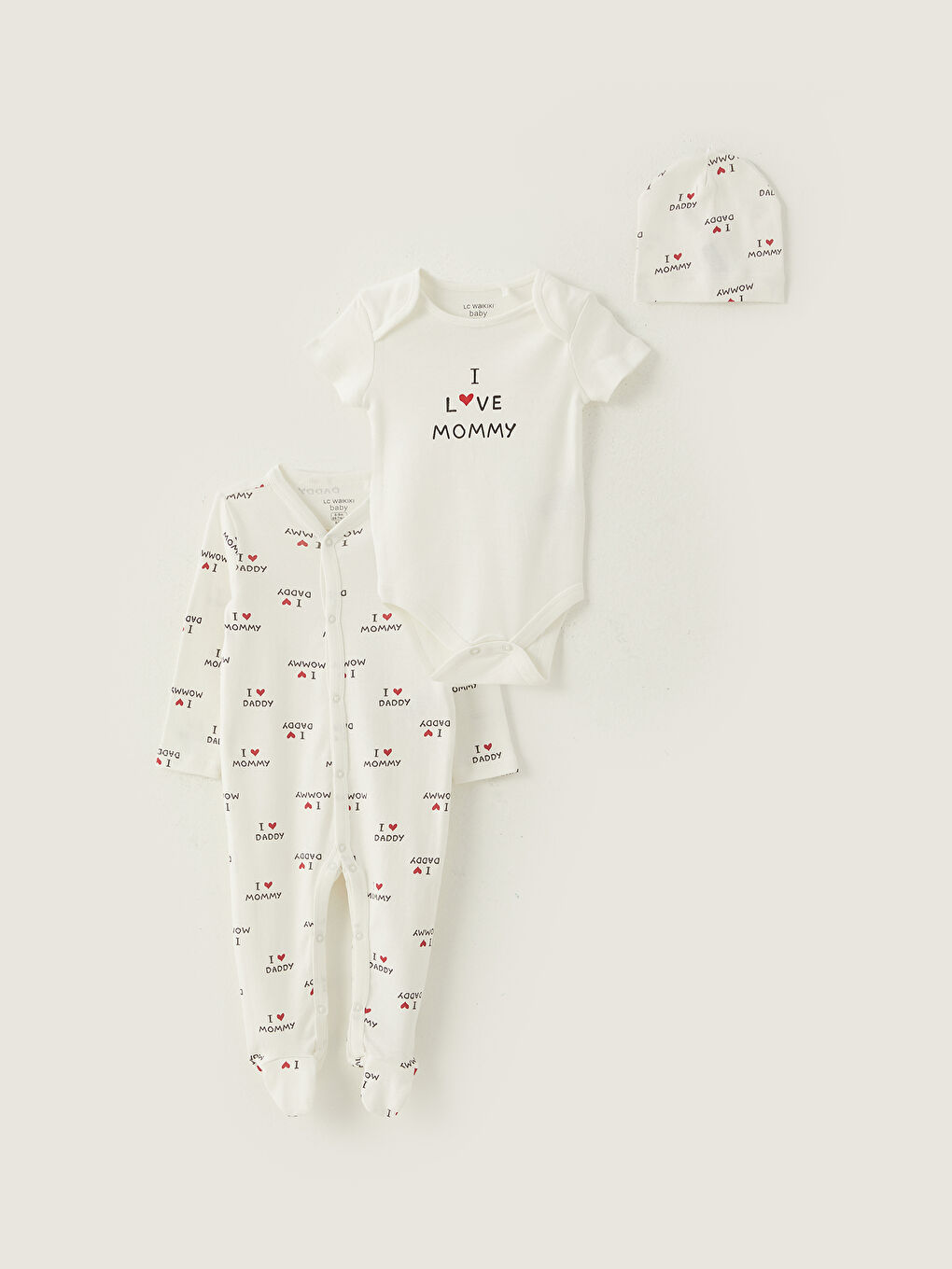 LCW baby Crew Neck Printed Baby Girls' 3-Pack Set -S2EV64Z1-LRA