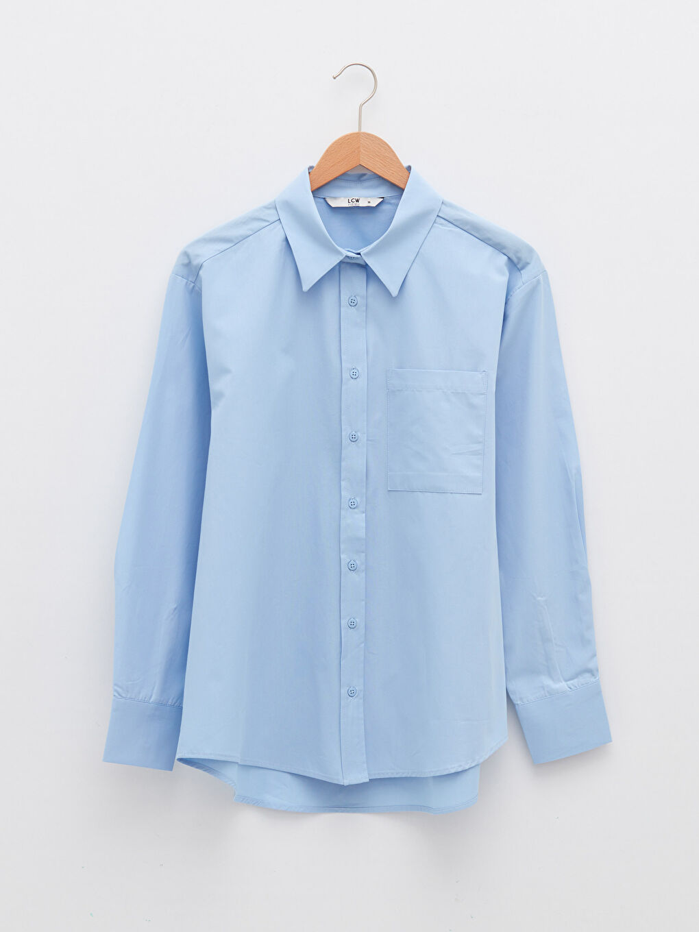 Buttoned Regular Long Sleeve Poplin Women's Shirt-5