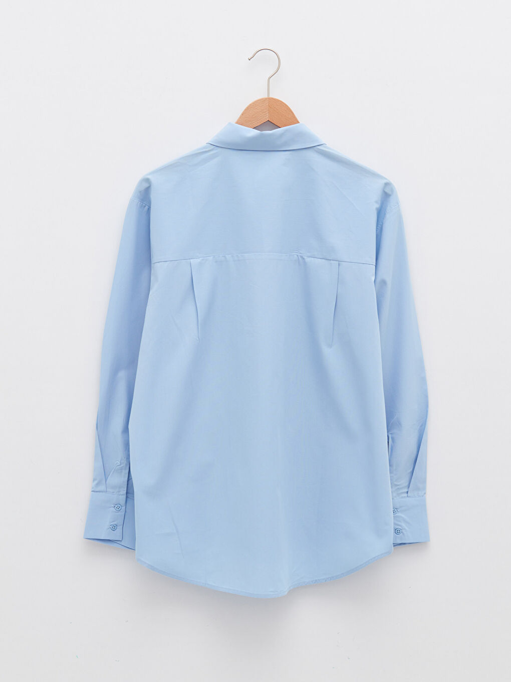 Buttoned Regular Long Sleeve Poplin Women's Shirt-6